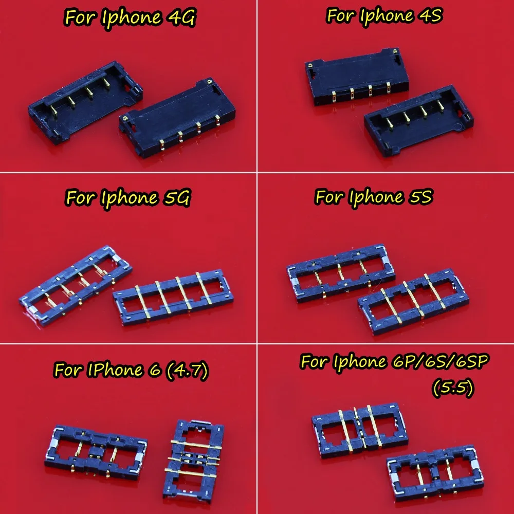 

New for iPhone 4G 4S 5G 5S 6 6P 6SP 6plus 5.5/4.7 4G FPC Battery Connector Plug Clip on Motherboard