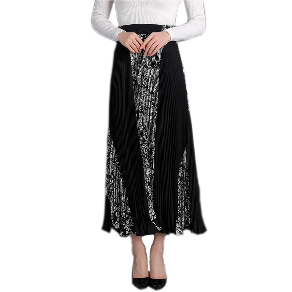 

2018 Women's Boho Floral Elastic Waist Swing Pleated Summer Beach Holiday Maxi Skirts