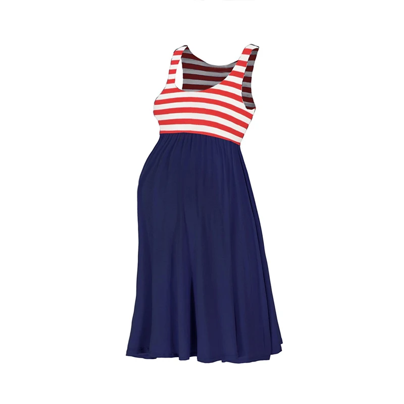 maternity dress-pregnancy dress-women dress elegant striped and navy blue AS1755