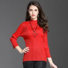 Miyake раза Водолазка однотонная футболка с длинными рукавами Джокер культивировать свою мораль