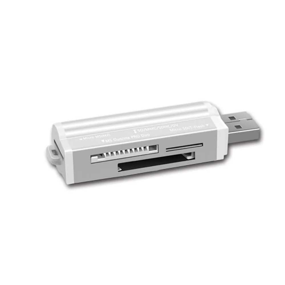 4 в 1 USB хабы 2,0 считыватель карт памяти usb адаптер для micro SD T-Flash SD MMC SDHC DC карта TF M2 MMC MS PRO DUO кардридер - Цвет: silver