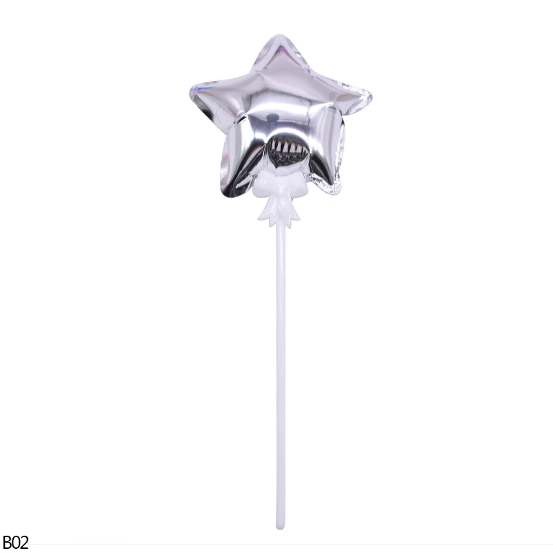 B02-silver star 2, 5 шт./набор, мини Фольга сердце воздушный шарик в форме звезды торт Топпер для День рождения душа ребенка благоприятствует свадебный торт украшения флаг воздушные шары - Цвет: B02-silver star