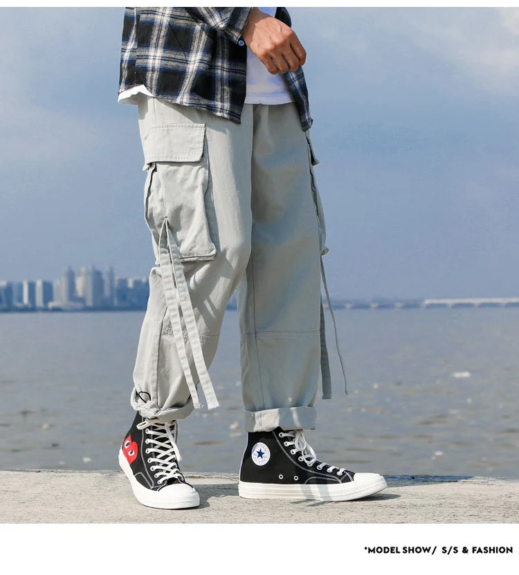 KUANGNAN Твердые Брюки карго Мужские штаны для бега хип хоп Спортивные штаны мотобрюки для мужчин 2018 японский уличная мужские брюки
