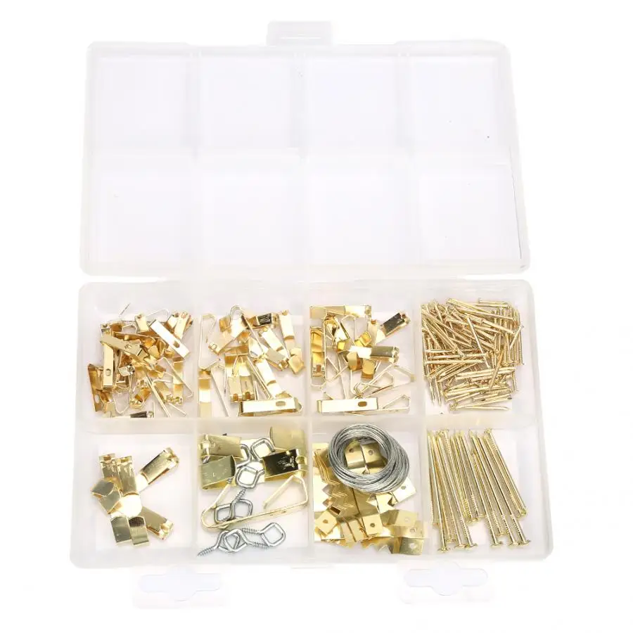

200Pcs/set Wholesale Iron Nails Hook Frame Screw Set Assorted Picture Hanging Kit Assortment Kit