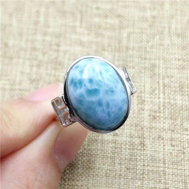 

Natural Larimar Resizable Ring 18x13mm Gemstone For Woman Lady Wedding Engagement AAAAA 925 Sterling Silver Rings Jewelry