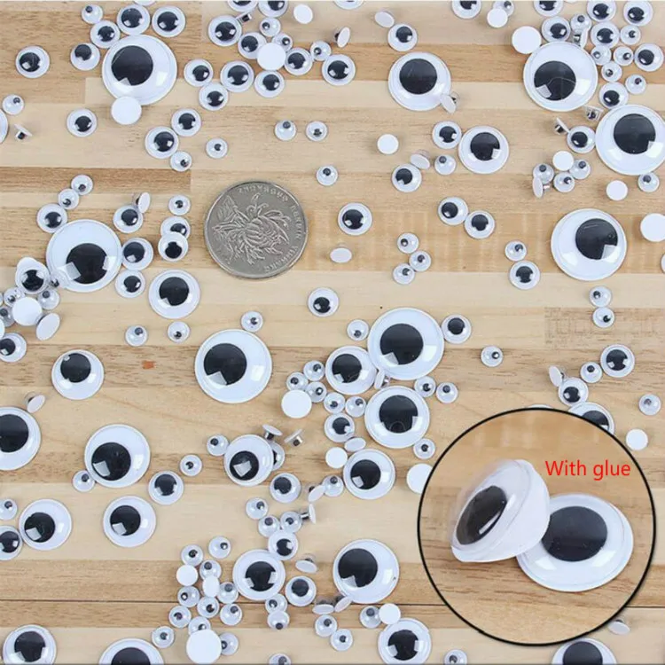 

With Self-adhesive 6/8/10/12/15/18MM Black and White Round Imitation Movable Animal Eye Dolls Eye for Toy DIY Craft Accessories