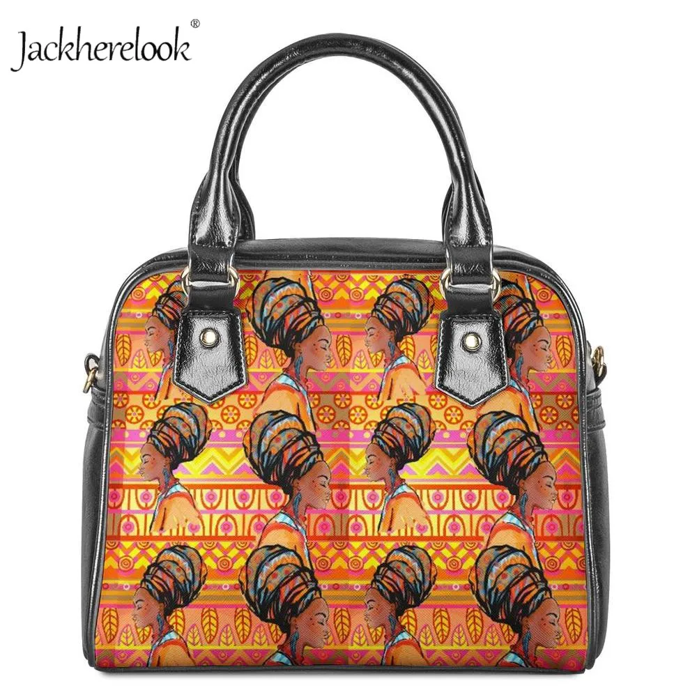 Jackherelook African Girl Aztec Print Women Messenger Bags Leather Shoulder Handbag Bucket Bag ...