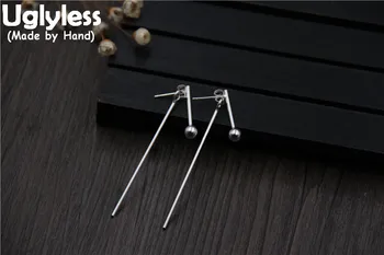 

Uglyless Genuine S 925 Sterling Silver Women Simple Strip Earrings Dual-use Removable Balls Brincos Bijoux Handmade Fine Jewelry
