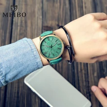 MEIBO Relojes Quartz Men Watches Casual Wooden Color Leather Strap Male Wristwatch Relogio Masculino Ladies Watch feminine watch
