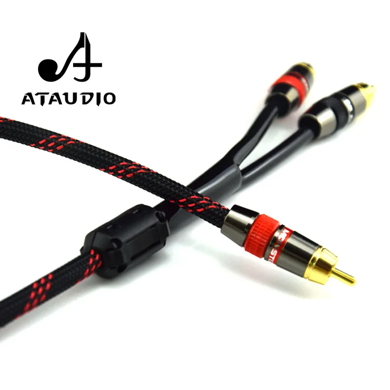 Premium ATAUDIO HIFI Pure Copper Subwoofer Y Splitter Cable - Single to Dual RCA Audio Connection