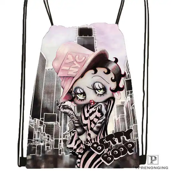 Пользовательские BETTY-BOOP-STANDARD@ 1 походная сумка на шнурке милый рюкзак для детей(черная спинка) 31x40 см#2018612-01-24