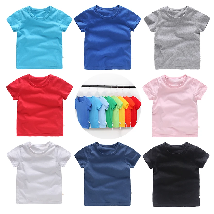 

Cotton Children T-shirt Summer Baby Boy Girl Short Sleeve T shirt 2-8T Kids Solid Color Tees Tops For Boys Toddler Clothing