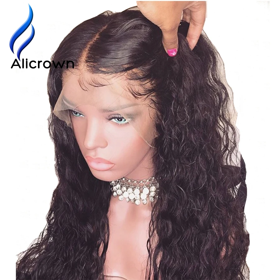 

ALICROWN Curly 13*6 Brazilian Lace Front Human Hair Wigs With Baby Hair Remy Hair Lace Front Wig Pre Plucked Bleached Knots