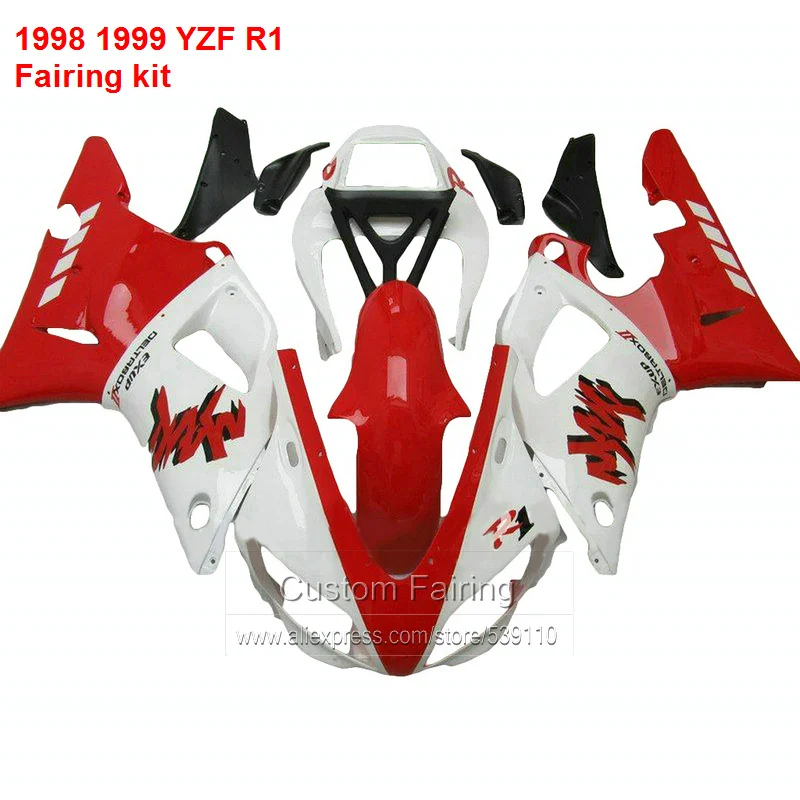 Для YAMAHA YZF R1 1998 1999 Модель 98 99 yzfr1 (красный и белый) Бесплатная доставка Abs обтекатель