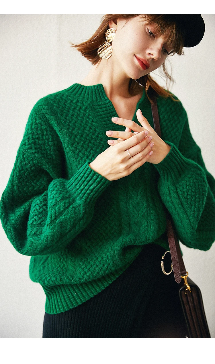 Женский свитер весенний Модный повседневный Однотонный свитер с v-образным вырезом Теплый винтажный Свободный вязаный пуловер с длинным рукавом свитера