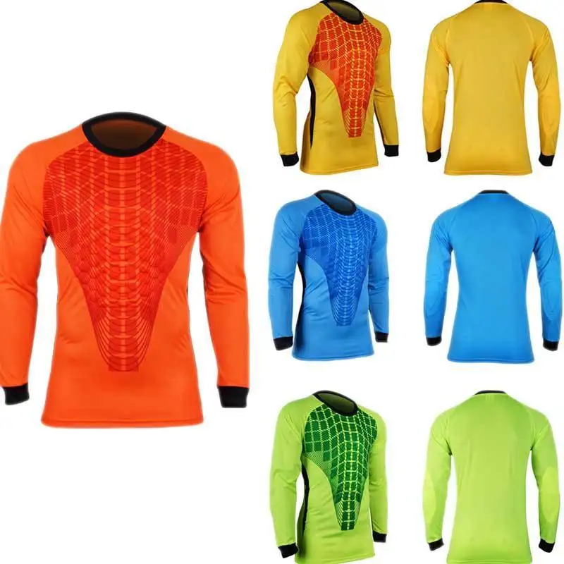 Image Men Sport Goalkeeper Goalie Soccer Keeper Padded Jersey Foam Long sleeve Shirt