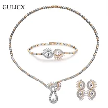 GULICX Special Eyes Luxury CZ Jewelry Sets For Women AAA Cubic Zirconia Bracelets/Earrings/Pendant/Necklace Wedding Bands