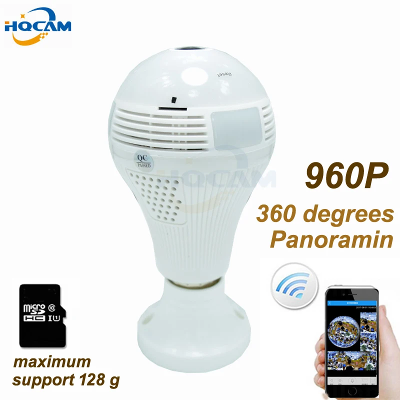 HQCAM 960P 360 degrees Panoramin Smart Home Safty Wifi 960P VR Camera LED Bulb Security Camcorder Motion Detection CCTV PC Phone HQCAM 960P 360 degrees Panoramin Smart Home Safty Wifi 960P VR Camera LED Bulb Security Camcorder Motion Detection CCTV PC Phone