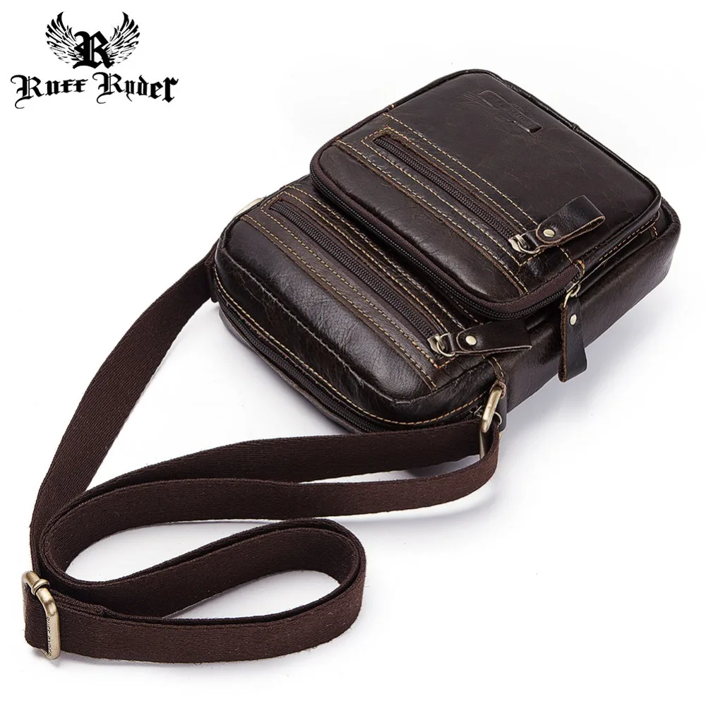 

RUFF RYDER Crazy Horse High Quality 100% Cowhide Genuine Leather Messenger Bag Men Handbag Shoulder Male Bolsas Crossbody Small