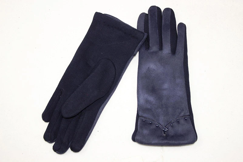 Вязаные перчатки женские эластичные замшевые перчатки плюс бархат весна и осень теплые Половина хлопок наклейки на материал перчатки для девочек