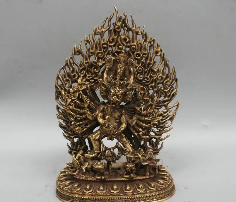 

free 12" China Tibet Head Buddha Bronze Statue fast