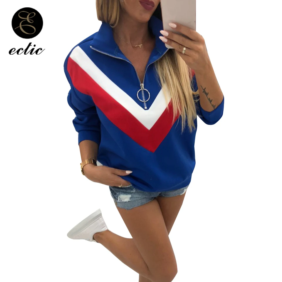

Half Zip Poleron Mujer 2019 Sweatshirt Stripe V Print Patchwork Women Hoodie Gym Sport Outfit Women Fitness Hoodie Cute Pullover