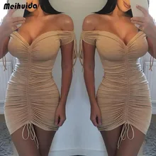 Новое модное женское сексуальное платье, летнее облегающее мини-платье с глубоким v-образным вырезом, летнее сексуальное мини-платье с открытыми плечами, клубная одежда