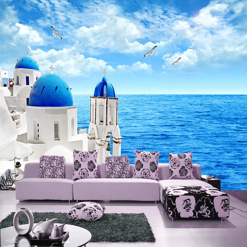Лучшее Качество Средиземноморский Морской замок дизайн узор натуральные чистые обои для домашнего декора стен