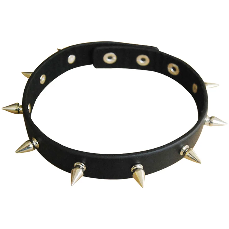Hot Gothic Black Rivet Leather Spiked Necklace Neckband Choker Cosplay ...