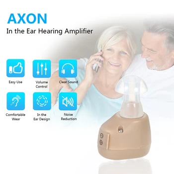 

AXON Portable Mini Ear Hearing Aid Audiphones Small In The Ear Invisible Best Sound Amplifier 3\4 Size Earplugs Adjustable Tone