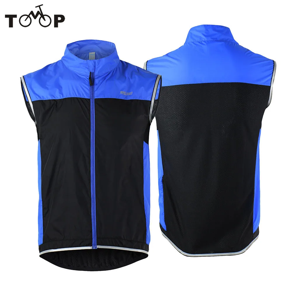 

ARSUXEO Men Cycling Windproof Vest Breathable Cycling Gilet Bike Sleeveless Vest for Bicycle Cycling Sportswear Ultrathin