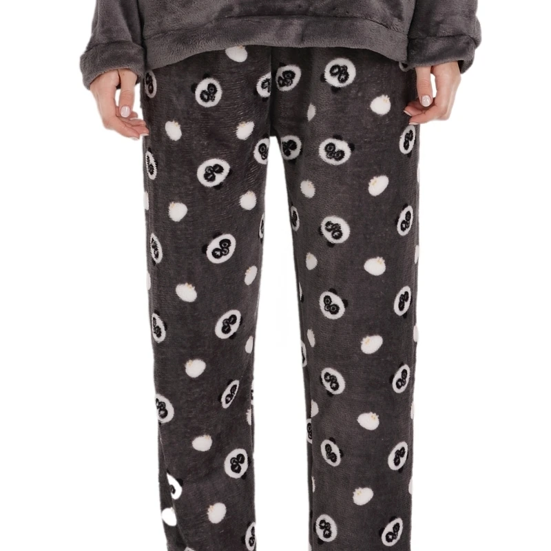 Мультяшная Панда и пижама с буквами, наборы, пижамы для женщин, зимние фланелевые размера плюс, полная длина, теплые вечерние пижамы, пижамы для женщин