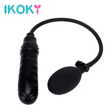 IKOKY Секс-Игрушки для Женщин Butt Plug Анальную пробку Надувной Фаллоимитатор Женская Мастурбация Черный Огромный Фаллоимитатор с Насосом Поддельные Пенис