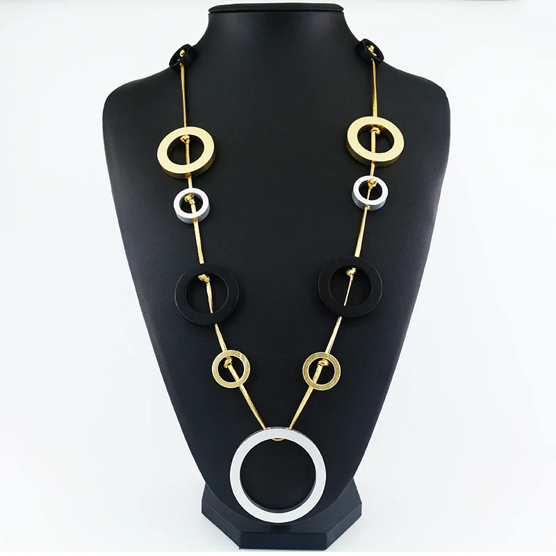 

JIANXI Fashion Necklaces & Pendants Bohemian Style Long Necklace Sweater Chain Never Fade Aluminum Ladies Statement Jewelery