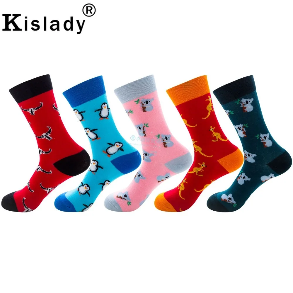 

2019 New Women's Colorful Animal Print Happy Socks Penguin Koala Kangaroo Funny Socks Cute Christmas Art Fuzzy Socks Stretwear