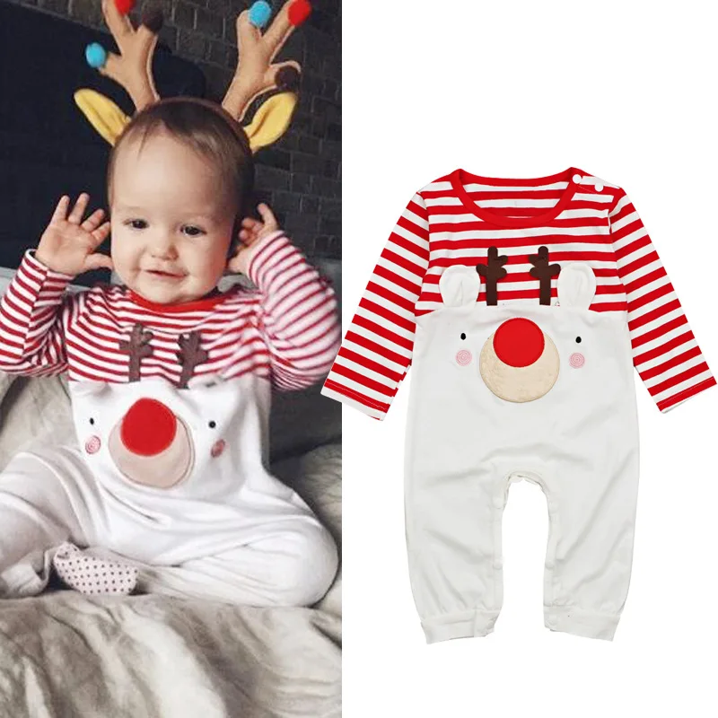 

Autumn Winter Baby Romper 2020 New Santa Claus Boy Girls Baby Clothes Rompers Long Sleeves Stripe Christmas Infant Jumpsuit DS19