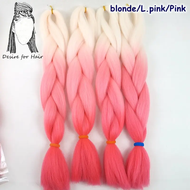 Desire for hair 10 упаковок в партии 24 дюймов 100 г термостойкие синтетические ombre jumbo плетение коробка волос красный оранжевый розовый зеленый - Цвет: T1B/4/27