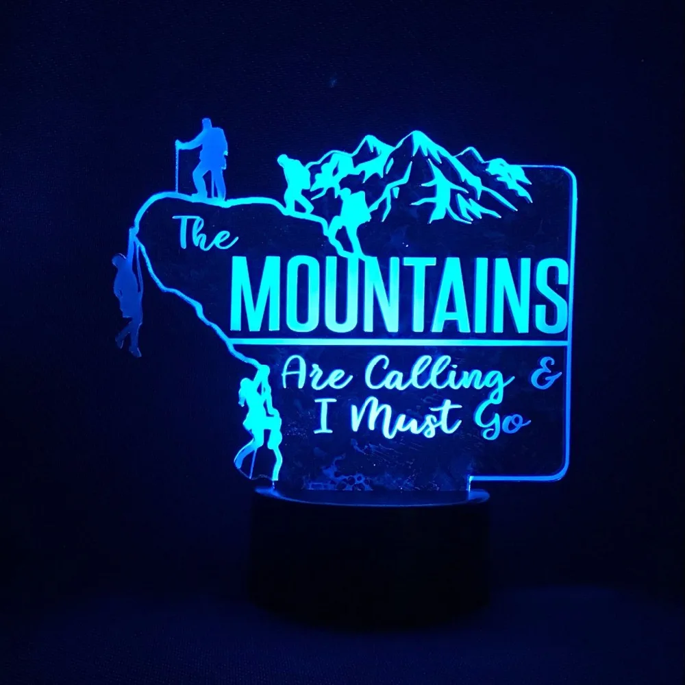 

3D Led Acrylic Light Fixture Gifts Hiker Outdoor Climbers Moulding Night Light 7 Colors Change Mountains Desk Lamp Bedroom Decor