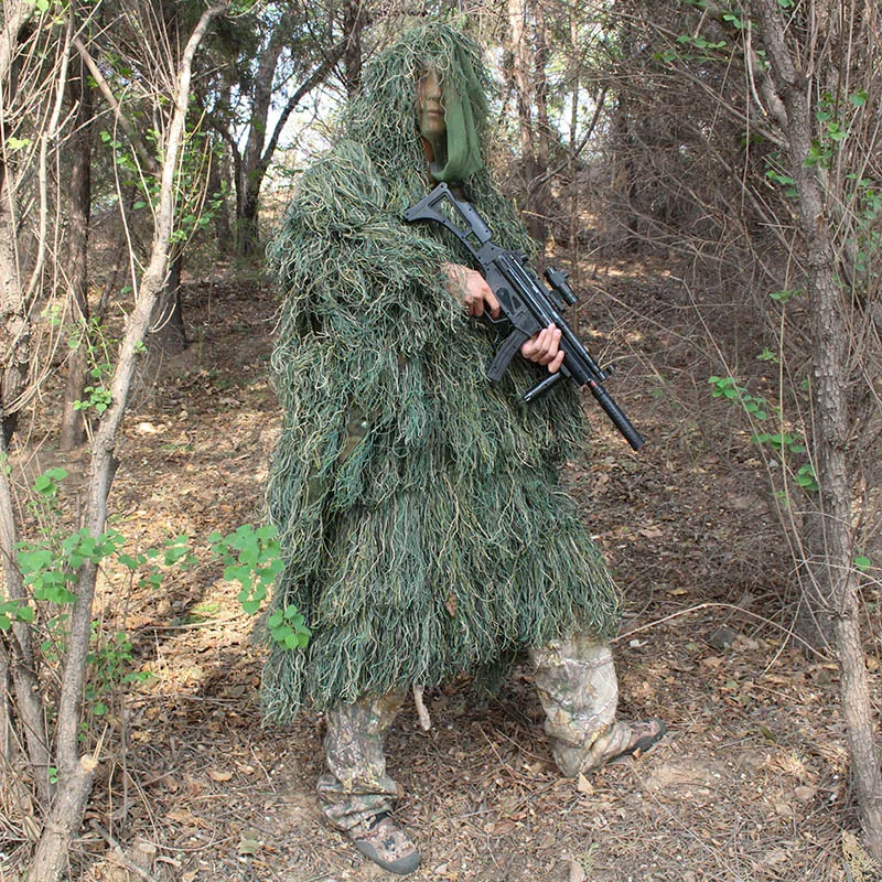 Мужской уличный охотничий костюм Ghillie, одежда Ghillie, топ, мужской Камуфляжный охотничий костюм Gilley, открытый охотничий плащ, пончо