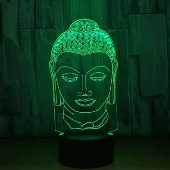 

Buddha head 3D light colorful remote control touch Lampara LED Lamp light Creative Novelty gift night light Lampka Gift for Kid