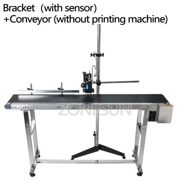 ZONESUN струйный принтер конвейер транспортировочный стол ленточный носитель сортировочный верстак ПВХ ленточный конвейер бутылка коробка наклейка на мешок конвейер - Цвет: Conveyor and Bracket