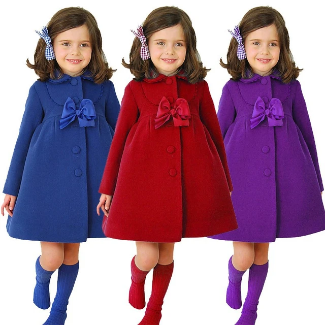 Chaqueta con adorno de lazo para niña, abrigo de Color liso, azul, rojo y morado, ropa niña de 3 a 8 años, invierno, otoño y primavera, 2021 _ AliExpress Mobile