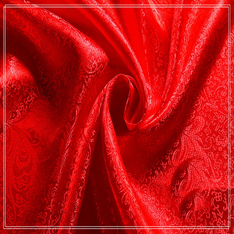 Высокое качество парча жаккард полиэстер красный фон Красный Феникс Хвост ткань для лоскутное ткани женское платье 100x90