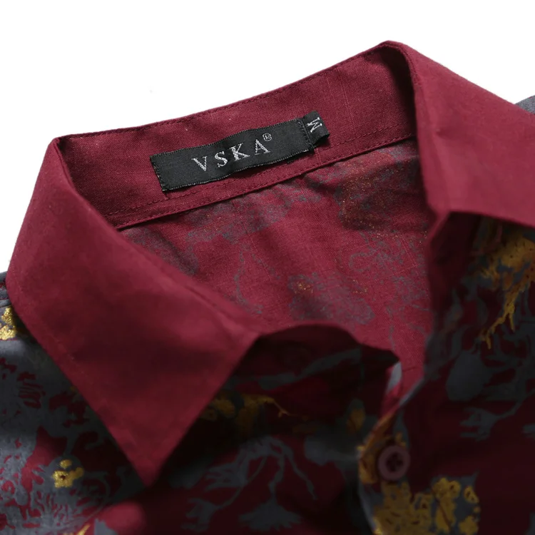 Idopy Men Print Shirt Fashion New Spring Slim Fit Tuxedo Shirts Mens Long Sleeve Night Club Casual Work Shirt Men