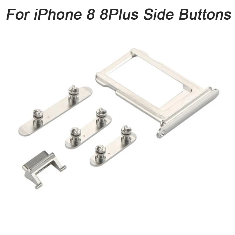 

houstmust 1set Side Buttons Set Power Volume Mute Button Key For iPhone 8 Plus 4.7" 5.5" SIM Card Tray Replacement Parts