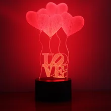 

HENYNET Love Night Light Button Charging Base 3D Creative Seven-color LED Lights