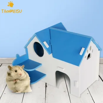 

Pet Hamster House Wood Hut Cabin Small Animal Gerbil Mouse Rat Guinea Chinchilla Bed Fun Playground Toy Small Animal Home