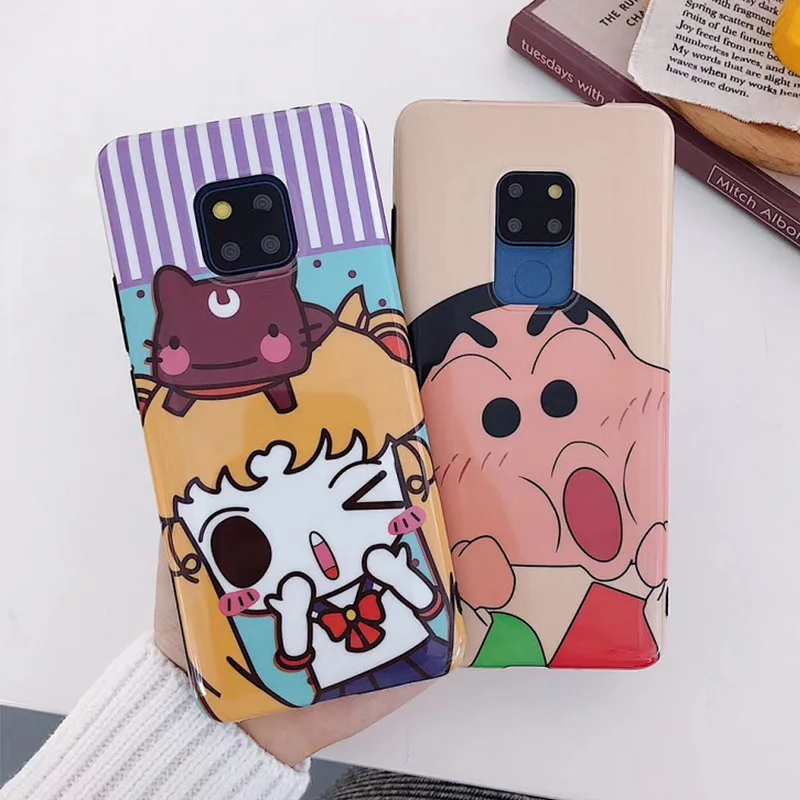 

Japanese Cartoon anime Sailor Moon Crayon Shinchan glossy Case for huawei P30 P20 mate10 nova3i p10pro mate20 pro p30p case capa