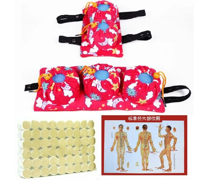 Querysystem Cauterize 5 Pcs Moxibustion Box Set With 54 Pcs Moxa Roller