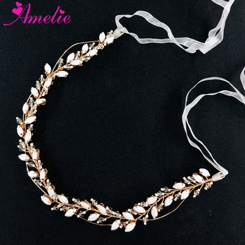 

Wedding Dress Accessories Rose Gold Hair Vine Crystal Beads Bridal Belt Sashes Girl Waistband Party Headband Tiara Crown